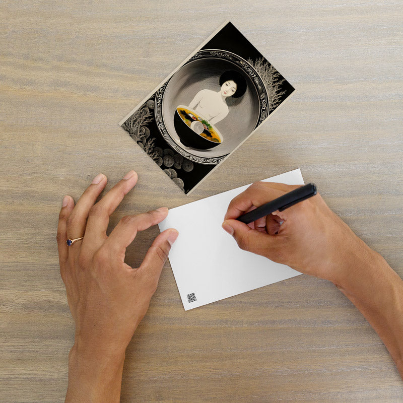Ramen Yūrei - Monochrome & Colour Postcard