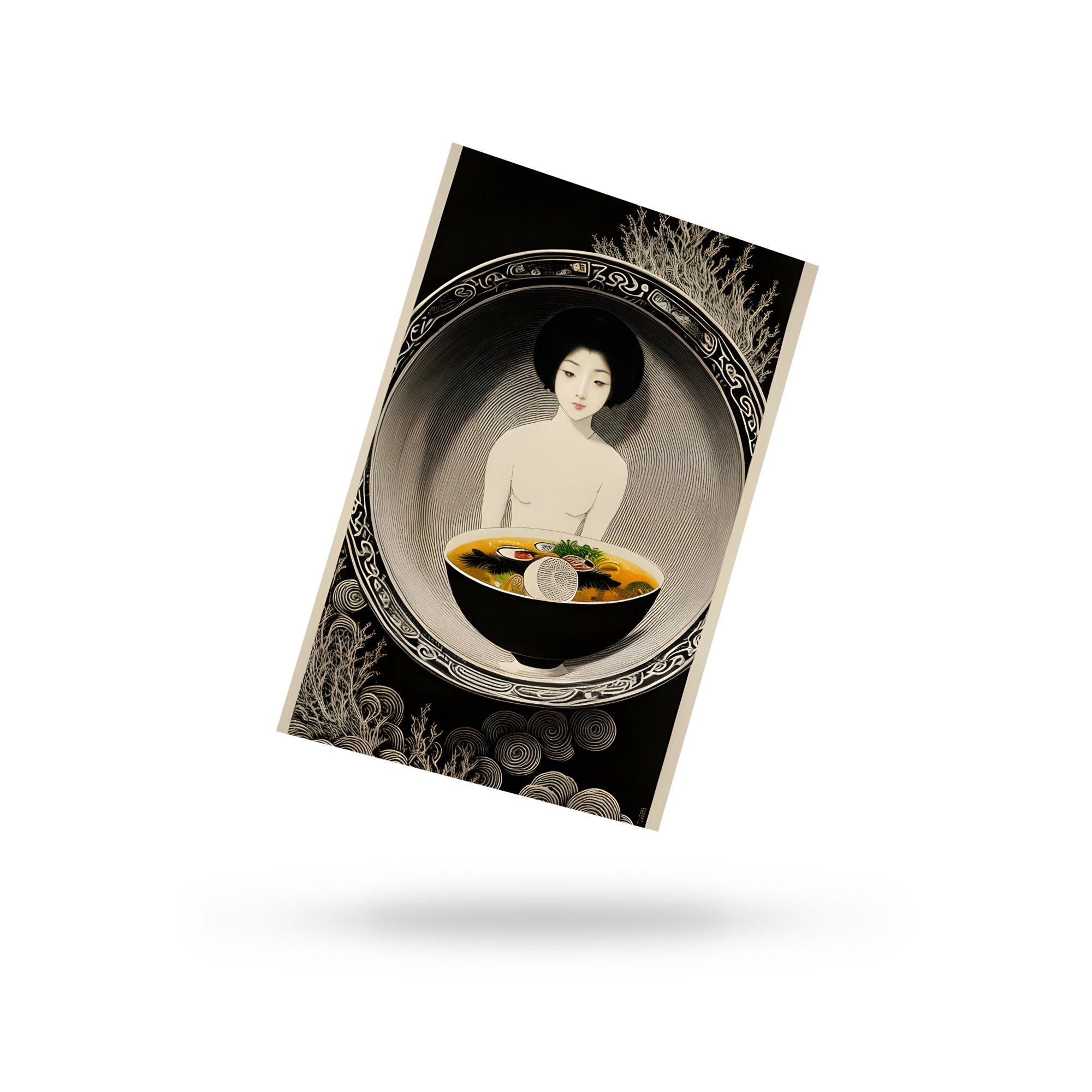 Ramen Yūrei - Monochrome & Colour Postcard